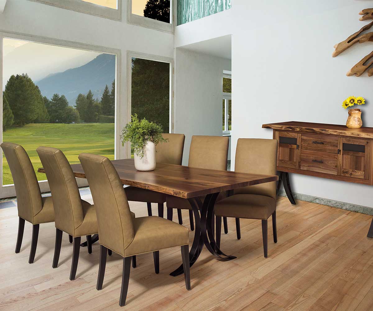 Live Edge Dining Table with Double Curved Base - Image 2