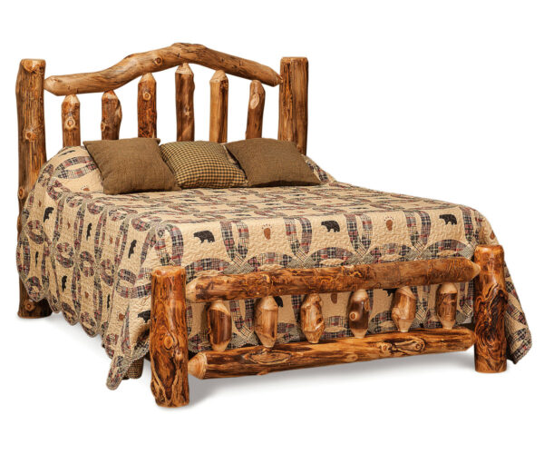 Rustic log bed for lodge