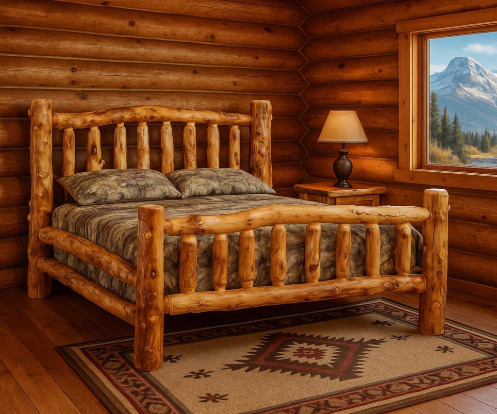 Rustic Bedroom set with mountain view